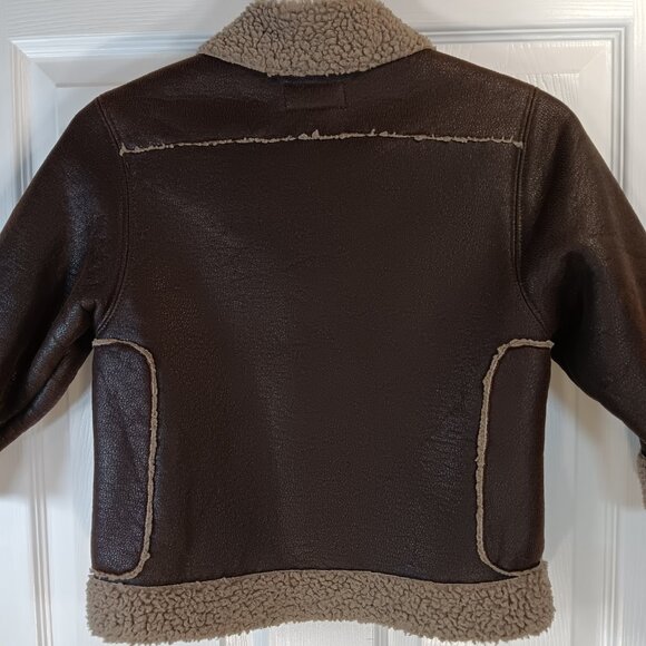 The Children's Place Faux Leather Aviator Jacket Sherpa Brown Boys XS NWOT - Picture 14 of 16
